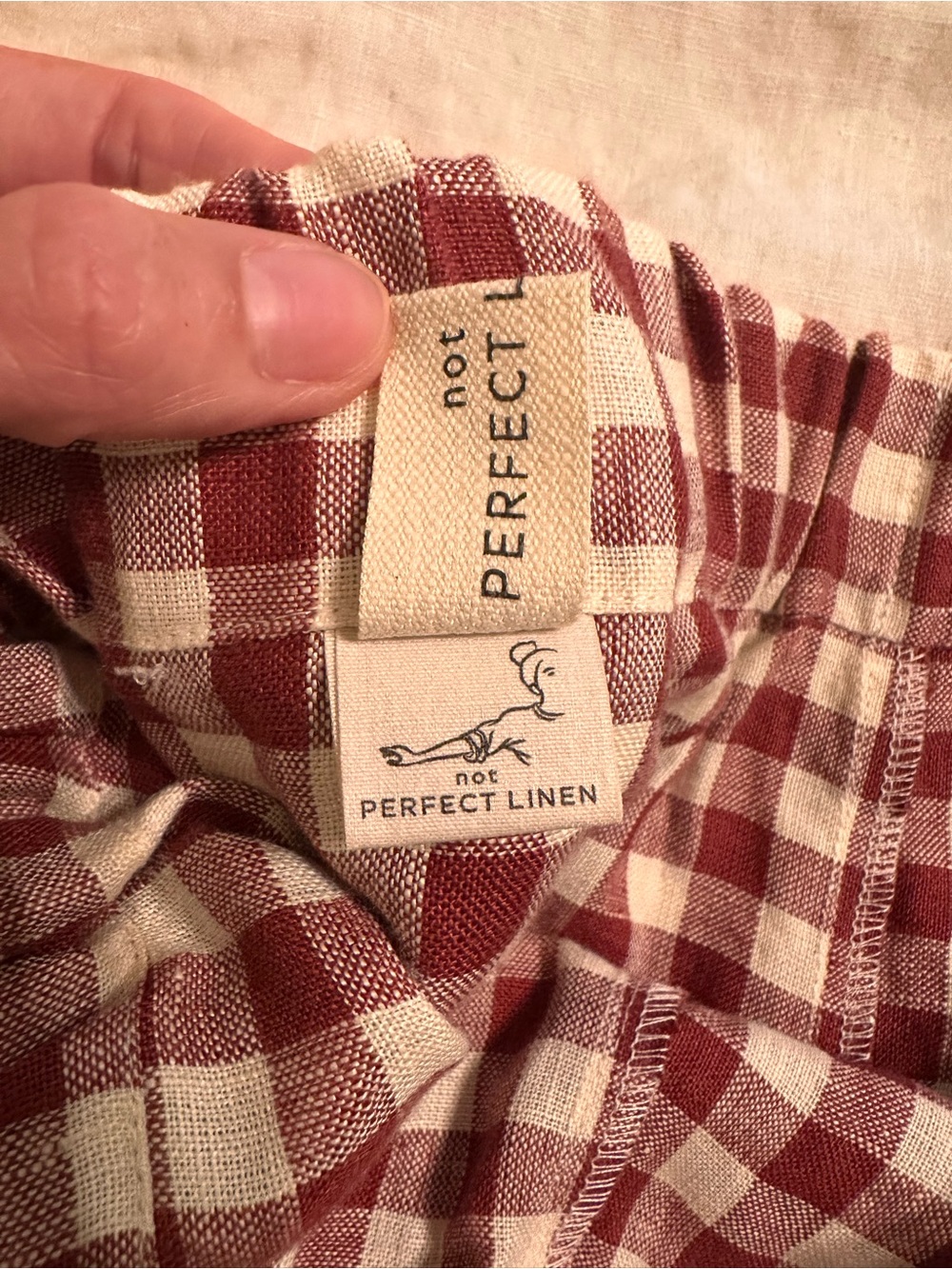 notPERFECTLINEN Marsala Gingham Women's MAIN Shorts - Picture 3 of 3
